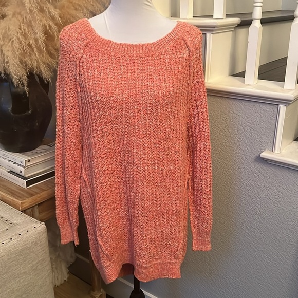Free People Star Dune Coral Oversized Sweater Size Medium - Picture 3 of 7